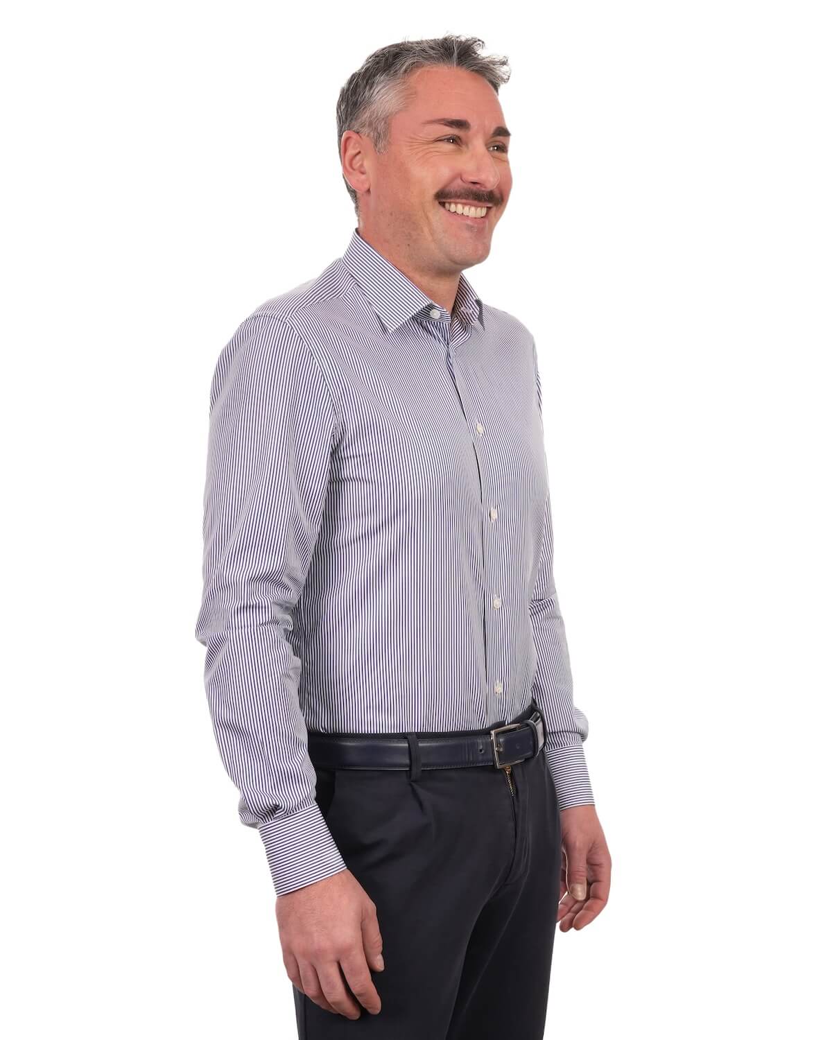 Camicia Uomo a Righe Blu in Popeline 100% Cotone Ritorto 120/2 – Collo Italiano