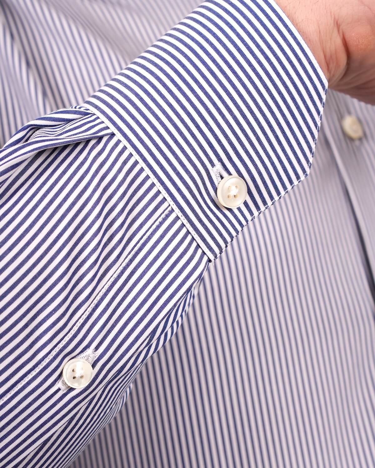 Camicia Uomo a Righe Blu in Popeline 100% Cotone Ritorto 120/2 – Collo Italiano