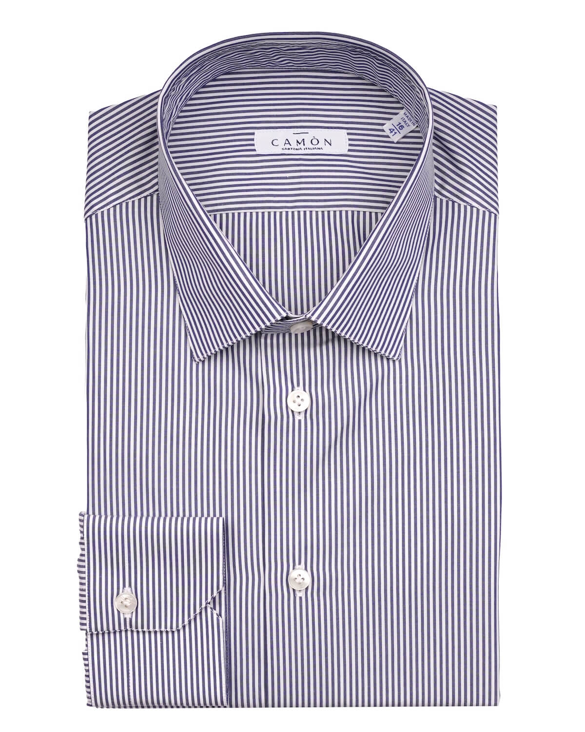 Camicia Uomo a Righe Blu in Popeline 100% Cotone Ritorto 120/2 – Collo Italiano