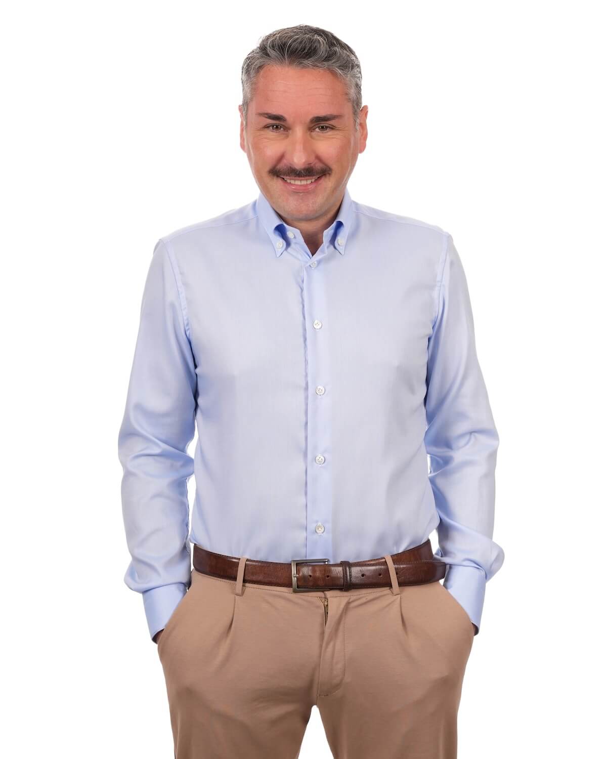 Camicia Uomo Celeste in Royal Oxford 100% Cotone – Collo Button Down