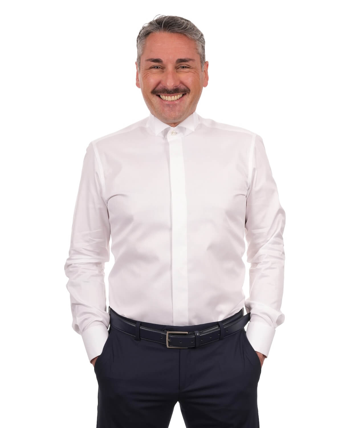 Camicia Uomo Bianca in Twill 100% Cotone Ritorto 120/2 – Collo Diplomatico