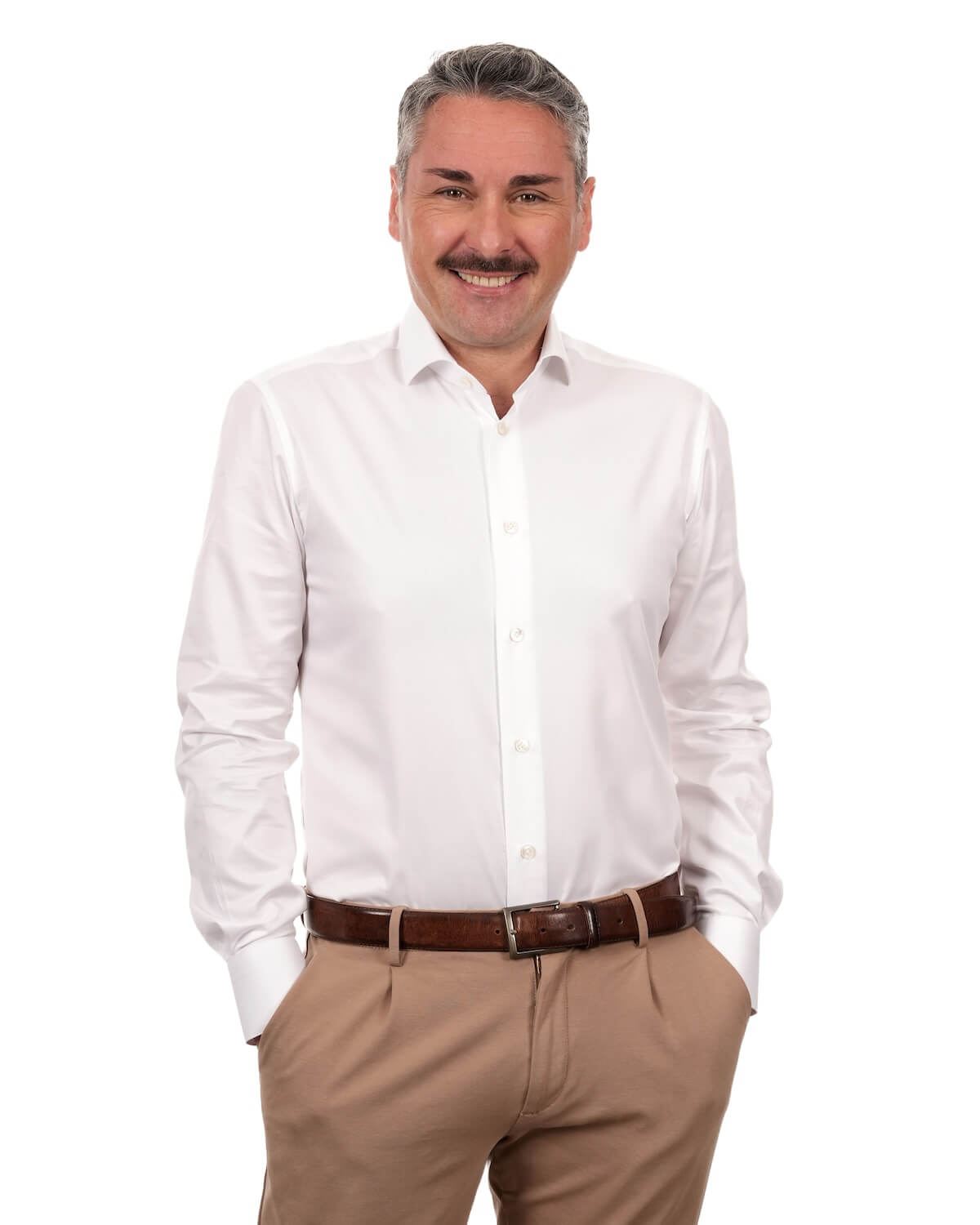 Camicia Uomo Bianca in Twill 100% Cotone Ritorto 120/2 - Collo Francese