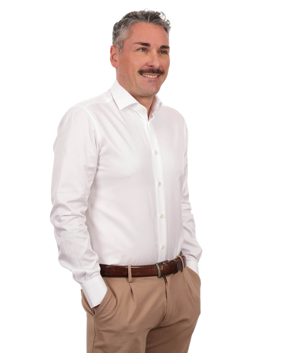 Camicia Uomo Bianca in Twill 100% Cotone Ritorto 120/2 - Collo Francese