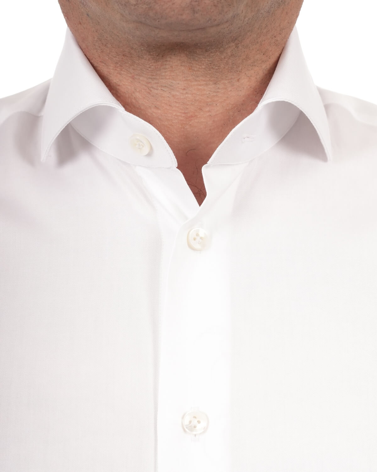 Camicia Uomo Bianca in Twill 100% Cotone Ritorto 120/2 - Collo Francese