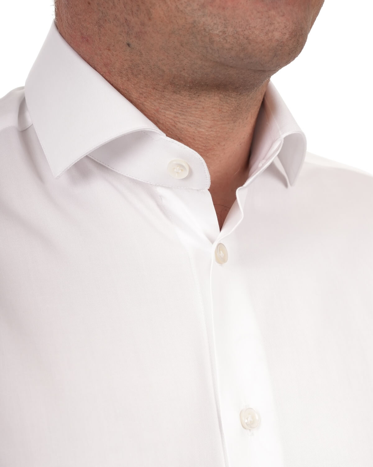 Camicia Uomo Bianca in Twill 100% Cotone Ritorto 120/2 - Collo Francese