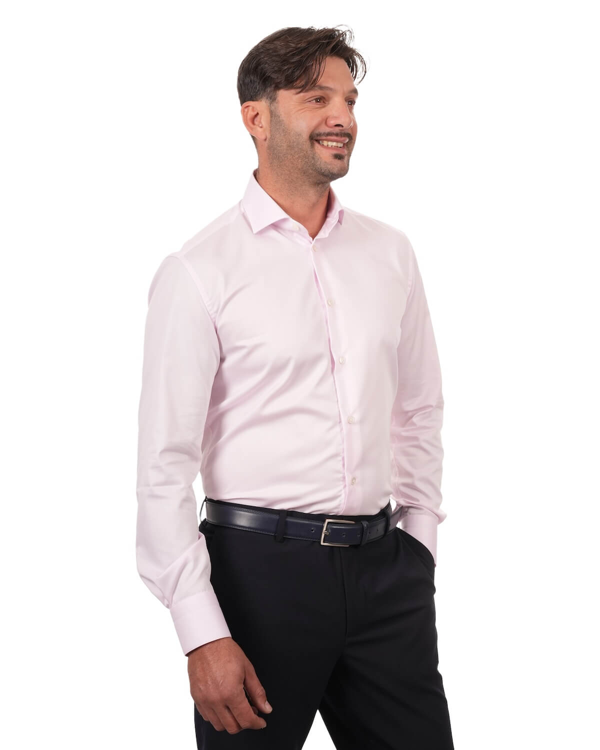 Camicia Uomo Rosa in Twill 100% Cotone  – Collo Francese