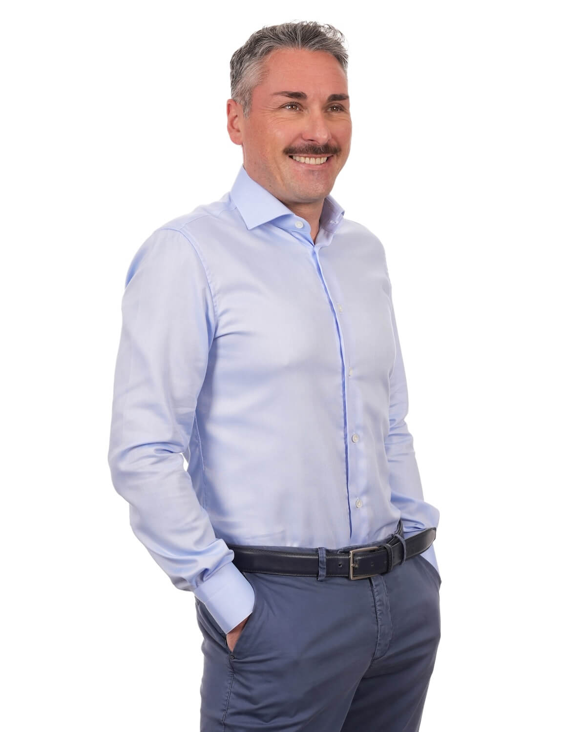 Camicia Uomo Celeste in Oxford 100% Cotone – Collo Francese