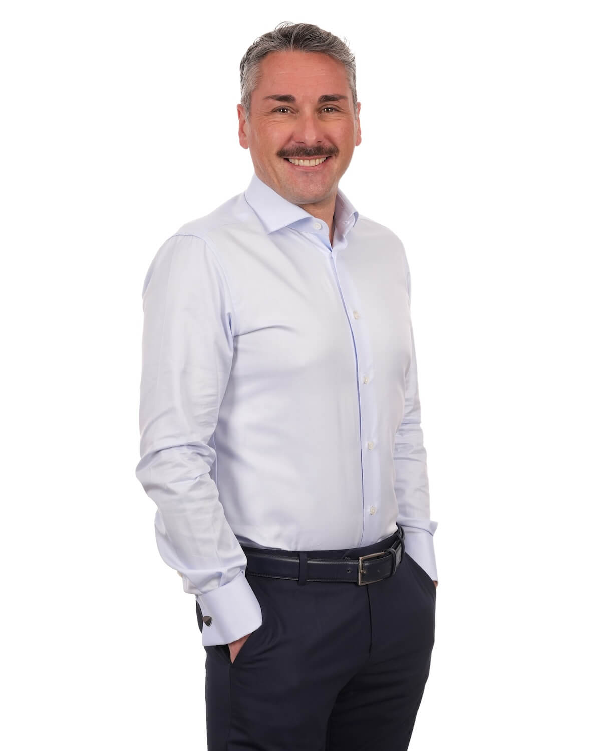 Camicia Uomo Celeste in Twill 100% Cotone Ritorto 120/2 – Collo Francese