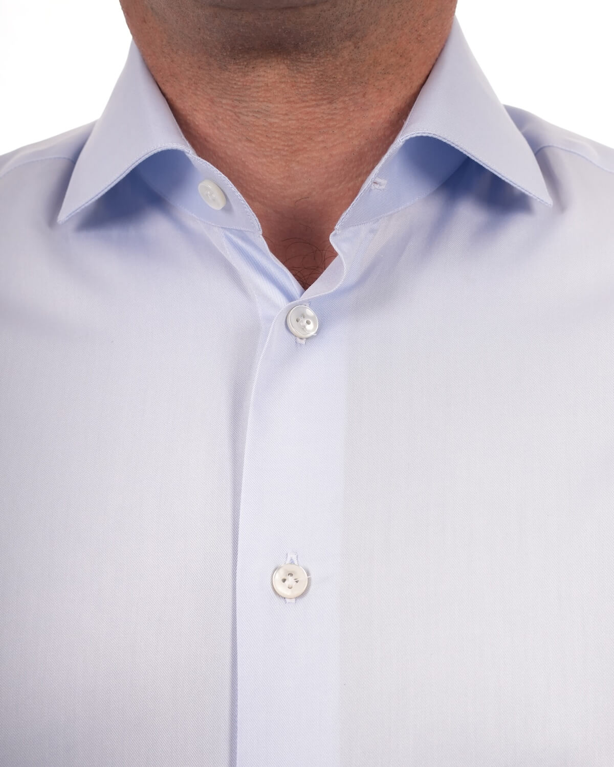 Camicia Uomo Celeste in Twill 100% Cotone Ritorto 120/2 – Collo Francese