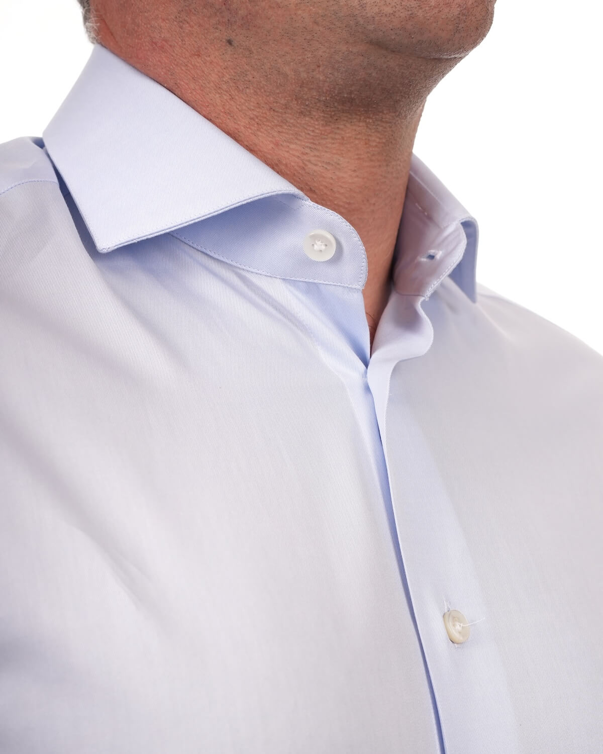 Camicia Uomo Celeste in Twill 100% Cotone Ritorto 120/2 – Collo Francese