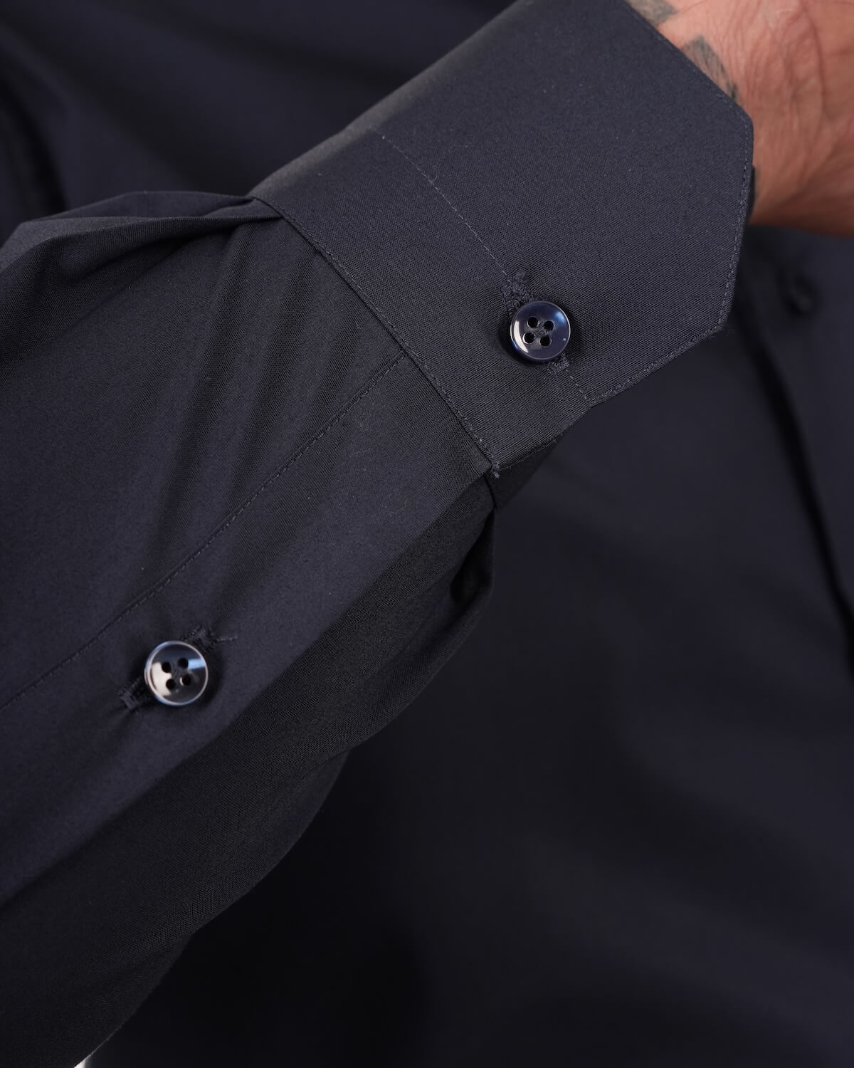 Camicia Uomo Blu Navy in Popeline, 100% Cotone Ritorto – Collo Francese Moderno