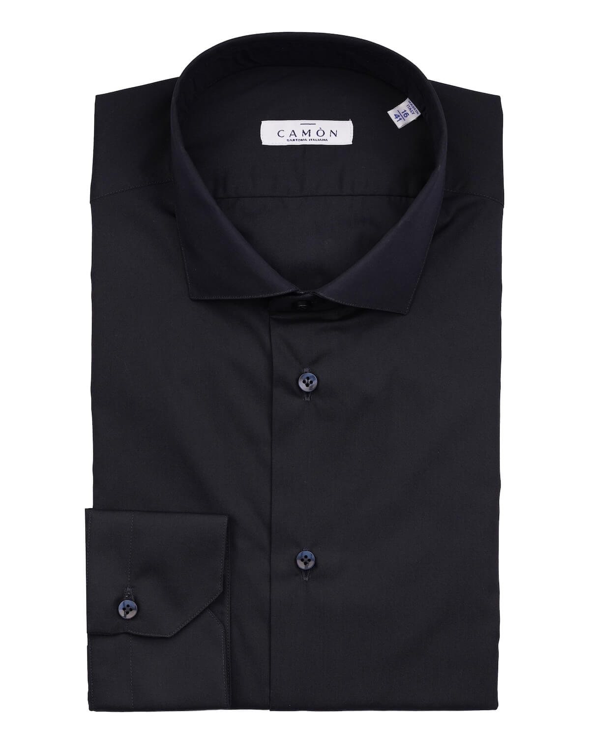 Camicia Uomo Blu Navy in Popeline, 100% Cotone Ritorto – Collo Francese Moderno