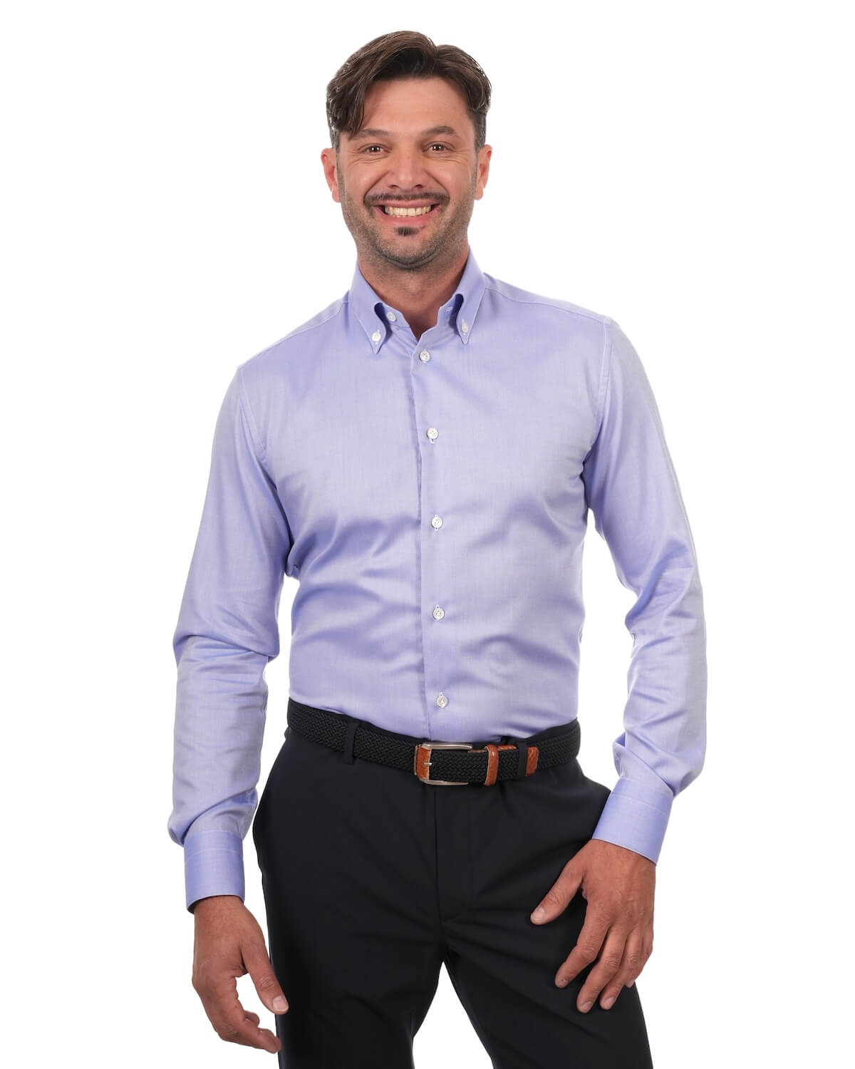 Camicia Uomo Azzurra in Royal Oxford 100% Cotone – Collo Button Down