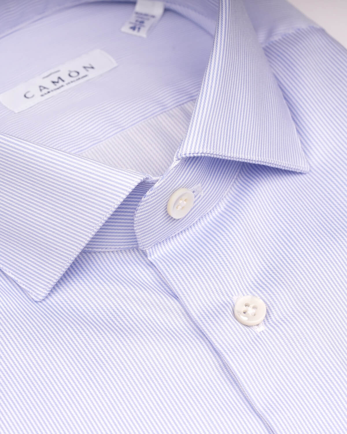 Camicia Uomo a Righe Celeste in Twill 100% Cotone – Collo Francese