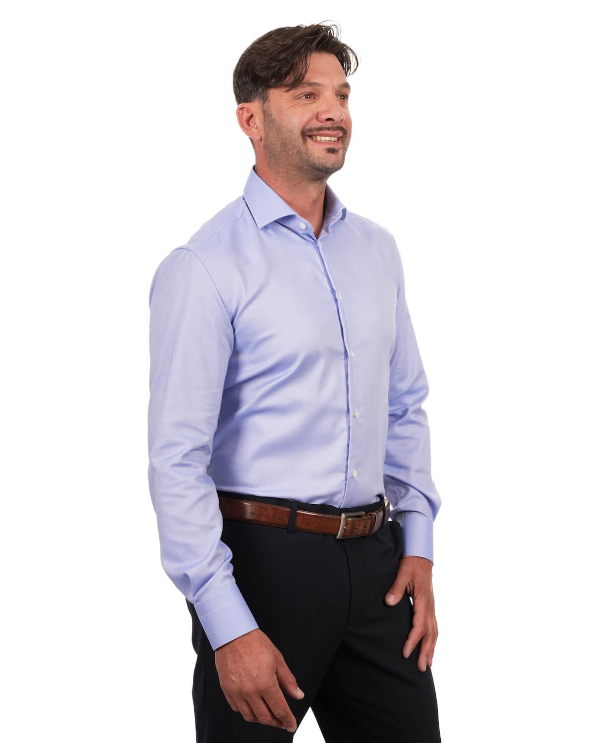 Camicia Uomo Azzurra in Oxford 100% Cotone – Collo Francese