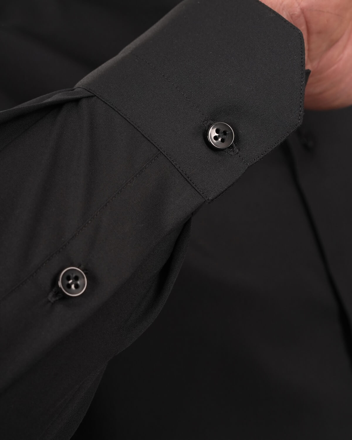 Camicia Uomo Nero in Popeline 100% Cotone – Collo Francese Moderno