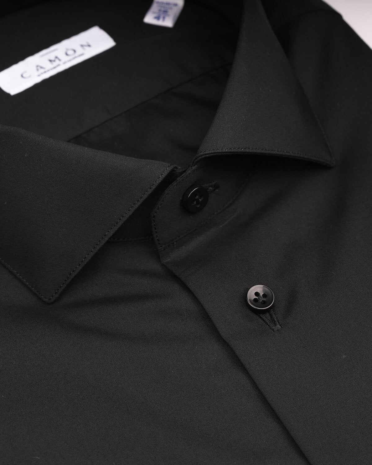 Camicia Uomo Nero in Popeline 100% Cotone – Collo Francese Moderno