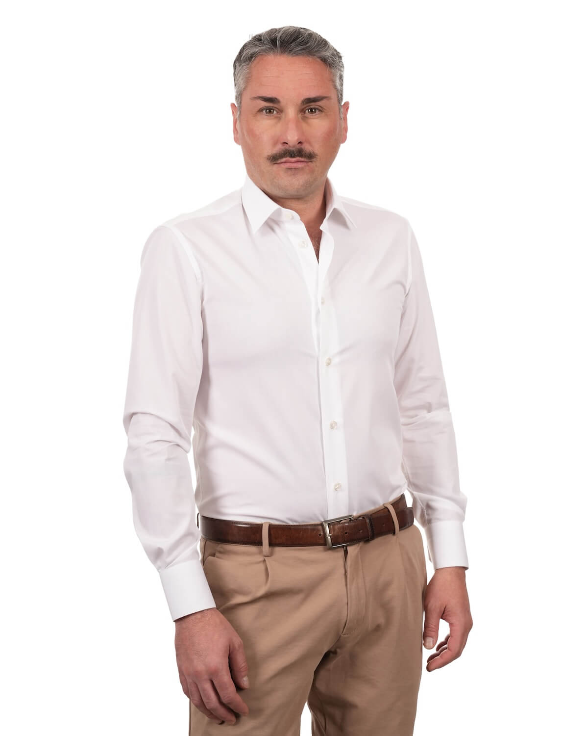 Camicia Uomo Bianca in Popeline, 100% Cotone Ritorto – Collo Italiano
