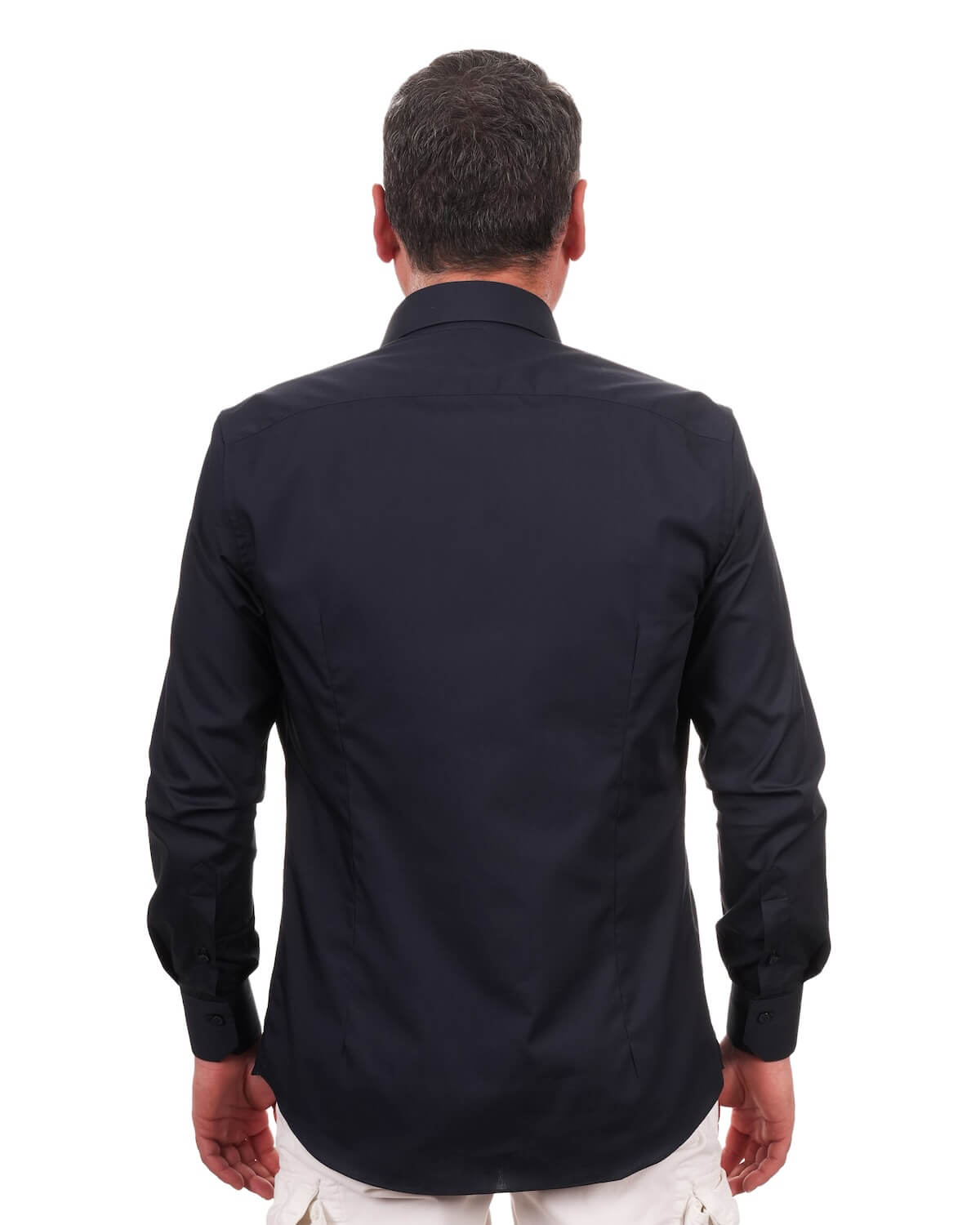 Camicia Uomo Blu Navy in Popeline, 100% Cotone Ritorto – Collo Italiano