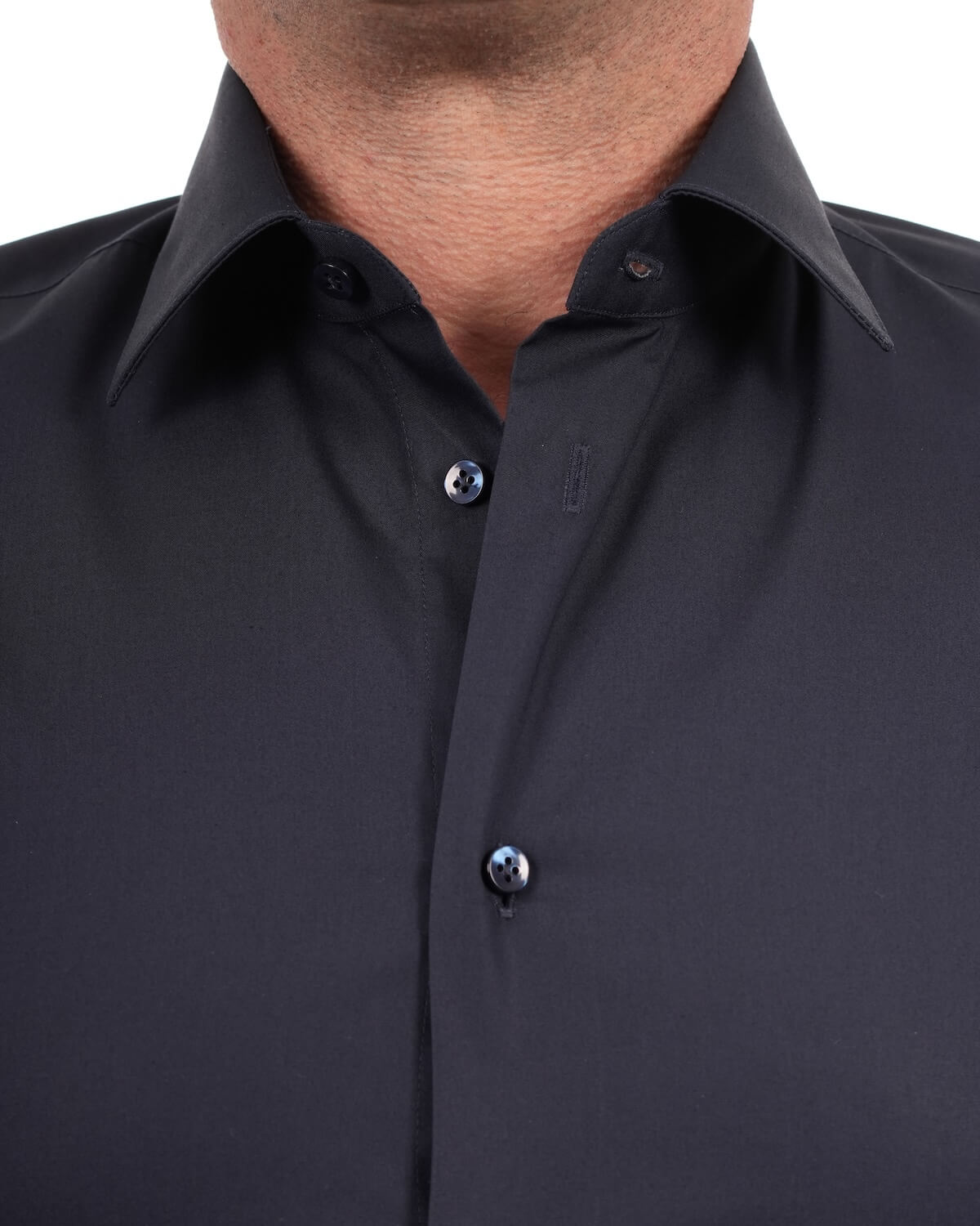 Camicia Uomo Blu Navy in Popeline, 100% Cotone Ritorto – Collo Italiano