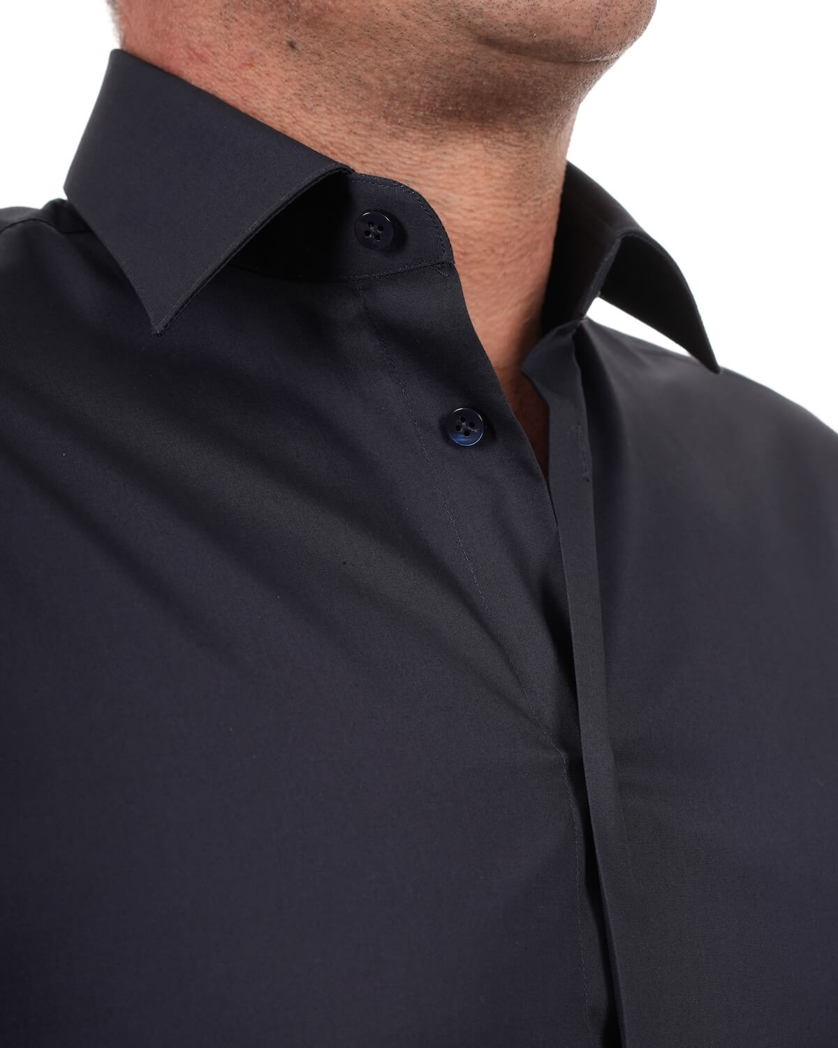 Camicia Uomo Blu Navy in Popeline, 100% Cotone Ritorto – Collo Italiano