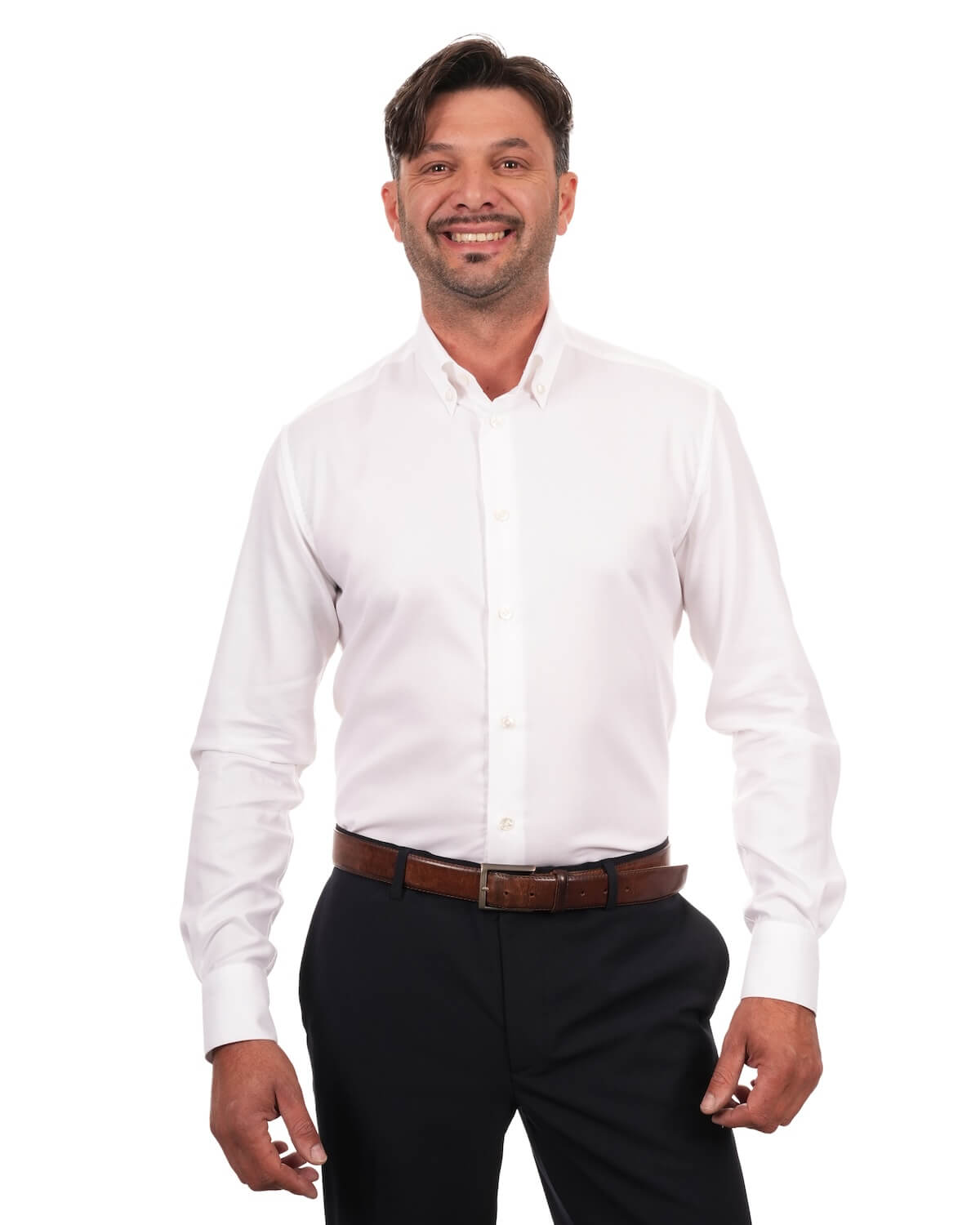 Camicia Uomo Bianca in Royal Oxford, 100% Cotone – Collo Button Down