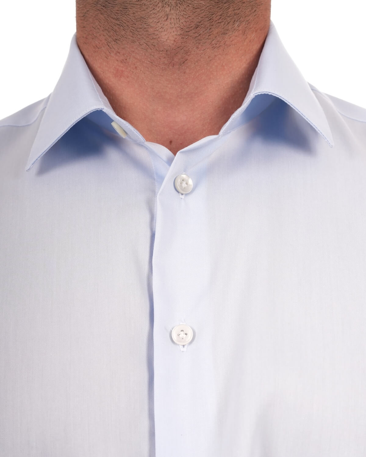 Camicia Uomo Celeste in Twill, 100% Cotone Ritorto – Collo Italiano