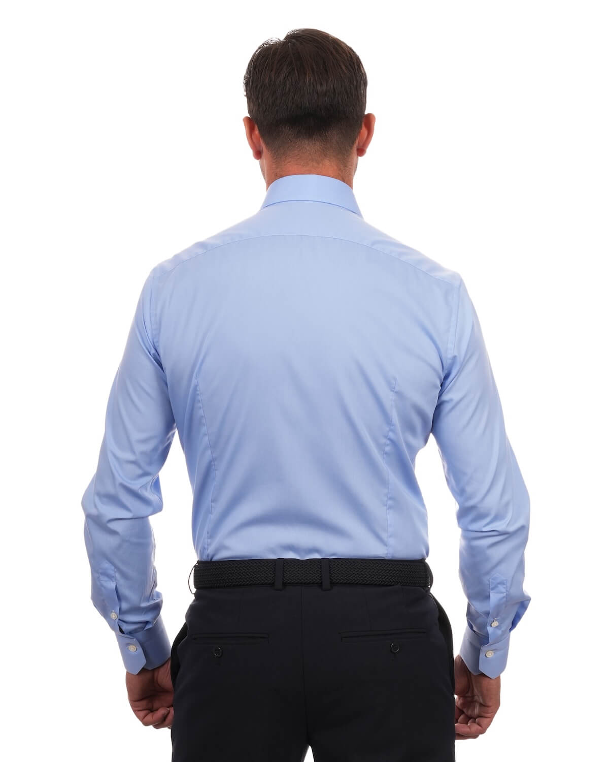 Camicia Uomo Celeste in Popeline, 100% Cotone Ritorto – Collo Italiano