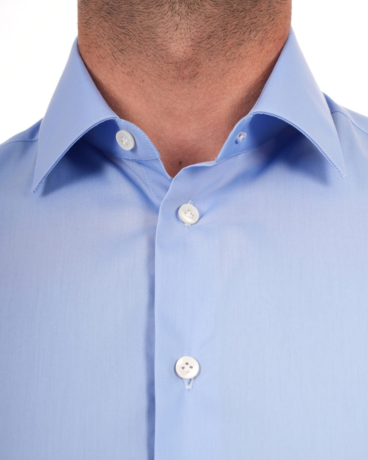 Camicia Uomo Celeste in Popeline, 100% Cotone Ritorto – Collo Italiano