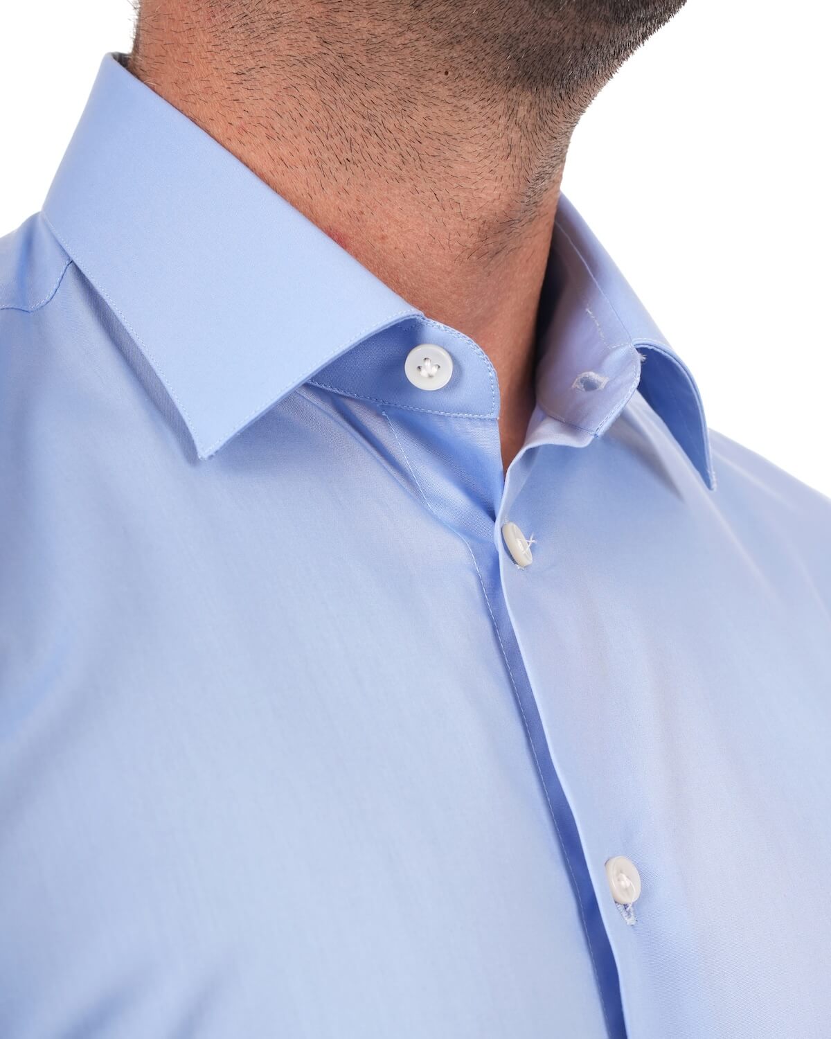Camicia Uomo Celeste in Popeline, 100% Cotone Ritorto – Collo Italiano