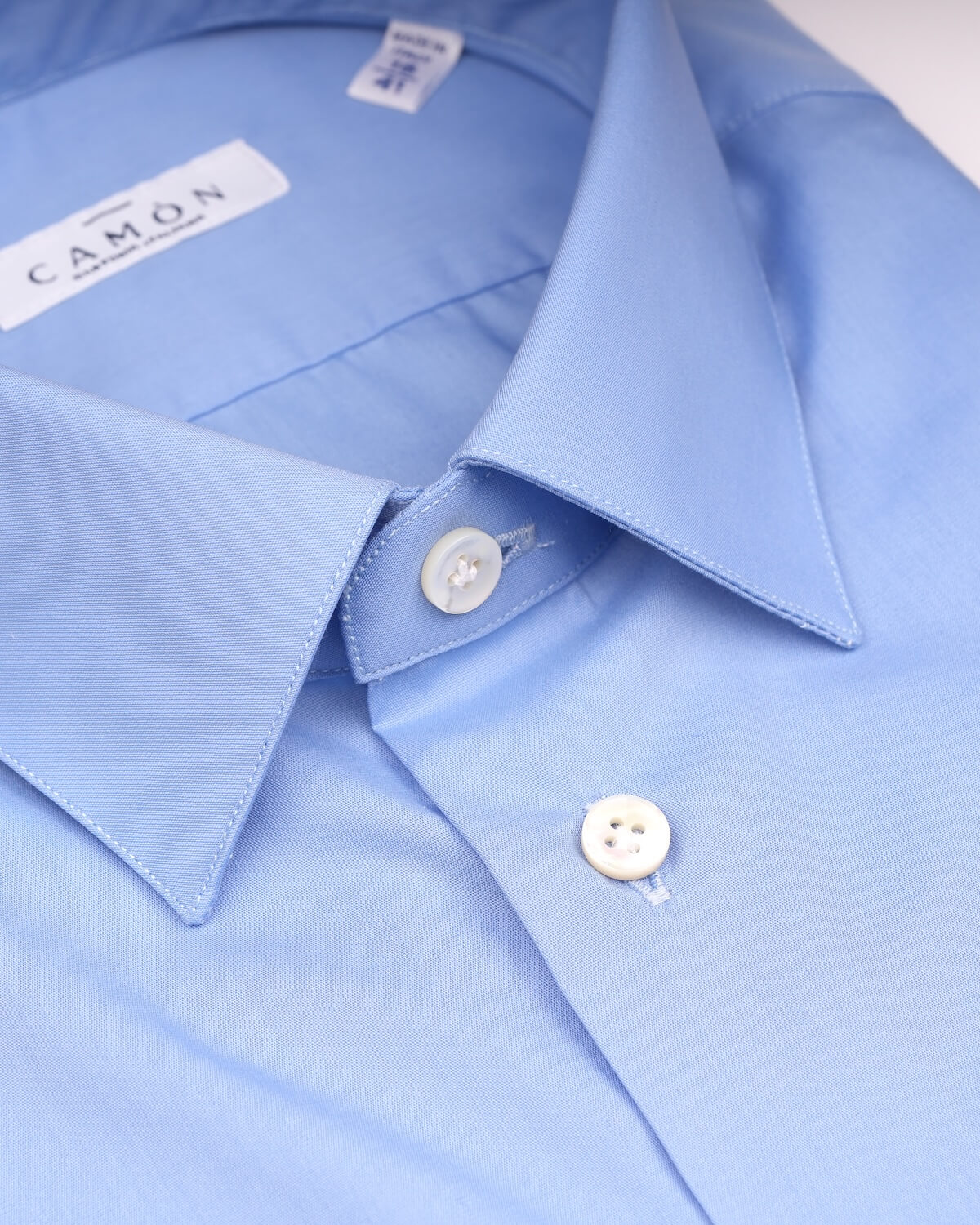 Camicia Uomo Celeste in Popeline, 100% Cotone Ritorto – Collo Italiano