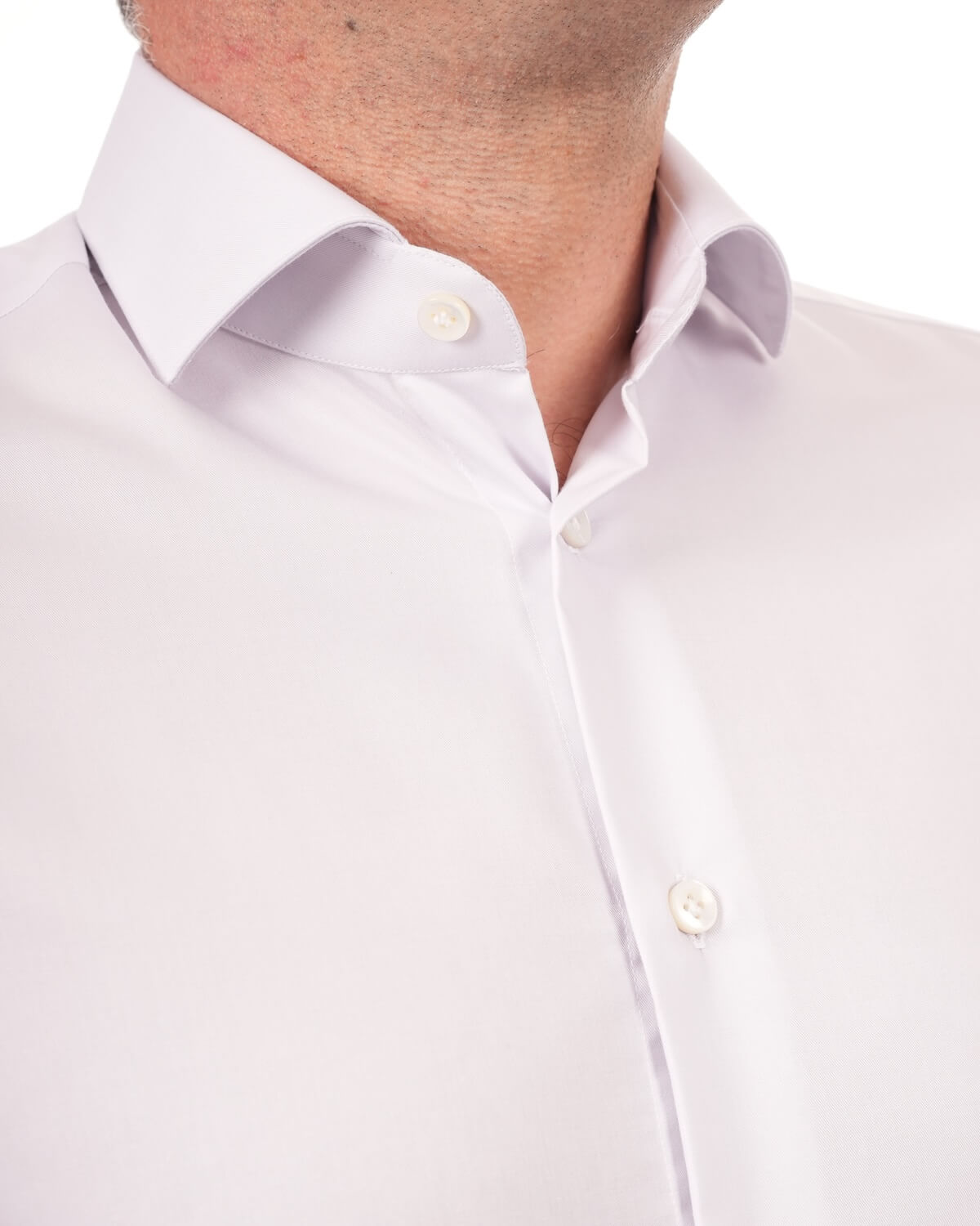 Camicia Uomo Grigio Perla in Twill, 100% Cotone Ritorto – Collo Francese